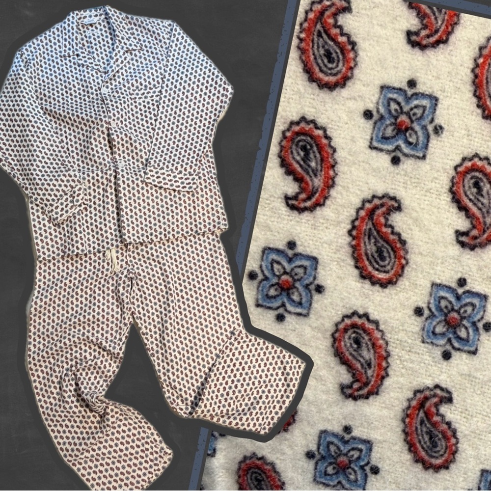 VINTAGE Penney’s Towncraft‎ men’s flannel 2 piece pajamas button shirt pants 50s
